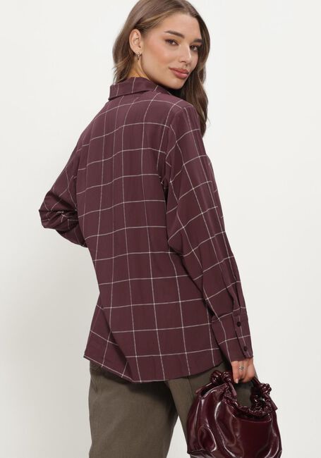Bordeaux REFINED DEPARTMENT  LADIES WOVEN BLOUSE CHECK SHOULDER PADS NARO - large