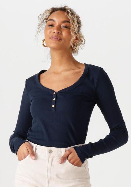 TOMMY HILFIGER Haut SLIM HENLEY GB SCOOP-NK LS Bleu foncé - large