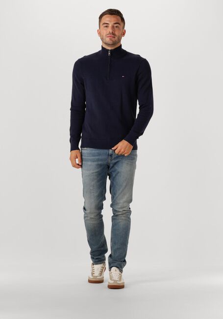 Donkerblauwe TOMMY HILFIGER Trui ESSENTIAL COTTON ZIP MOCK - large