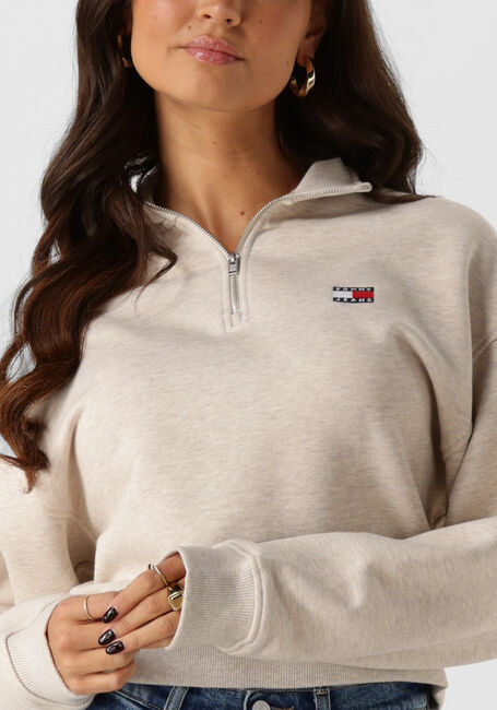 Beige TOMMY JEANS Trui TJW BXY CRP BADGE 1/4ZIP - large