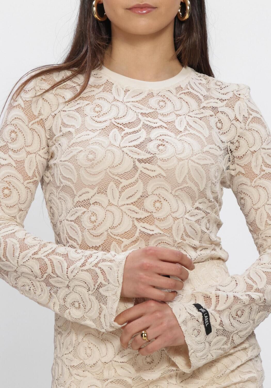 Creme ALIX THE LABEL Tops & T-shirts LADIES WOVEN LACE TOP - large