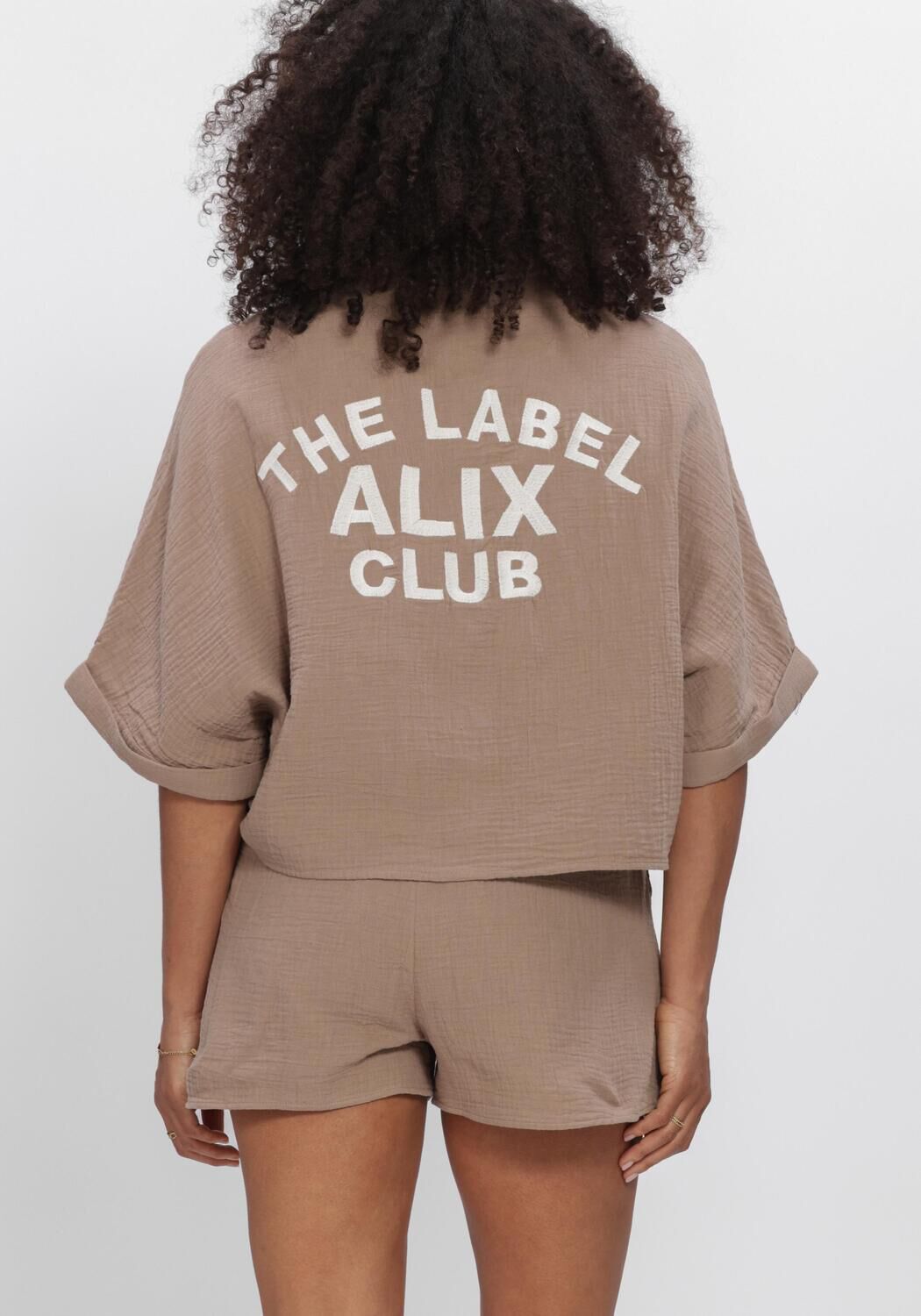 Taupe ALIX THE LABEL  LADIES WOVEN OVERSIZED  CRINKLE BLOUSE - large