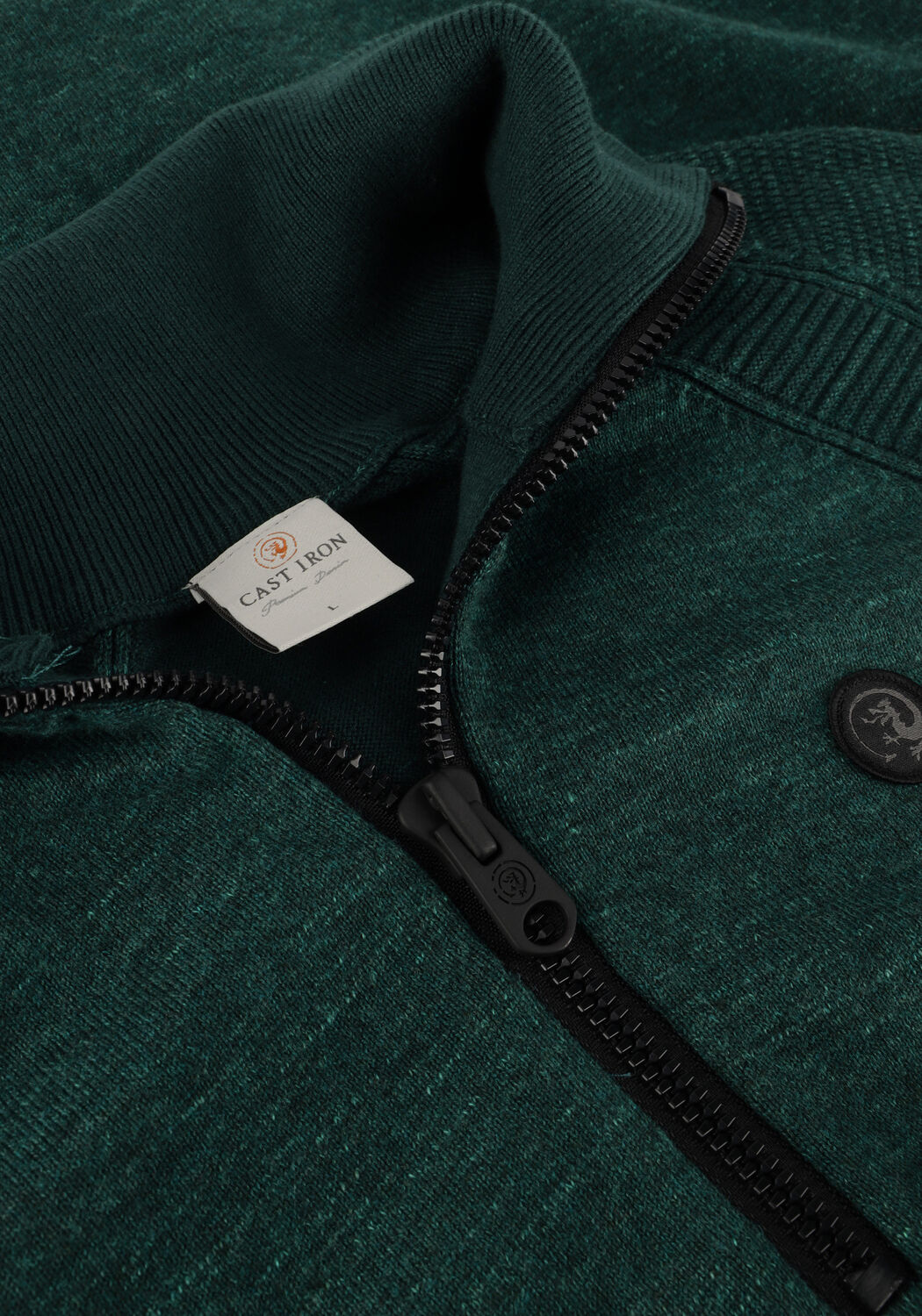 Groene CAST IRON Trui HALF ZIP COLLAR COTTON HEATHER PLATED HALF ZIP - large