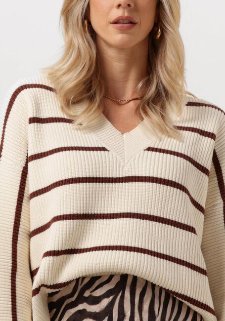 GESTUZ Pull SEBAGZ V-NECK PULLOVER Écru - large