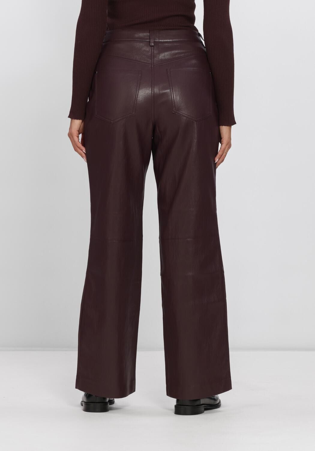 AAIKO Pantalon large RIANNE PU 689 Bordeaux - large