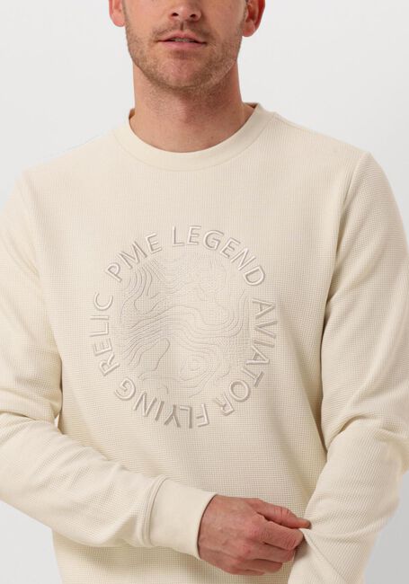 PME LEGEND Pull CREWNECK WAFFLE JERSEY en beige - large