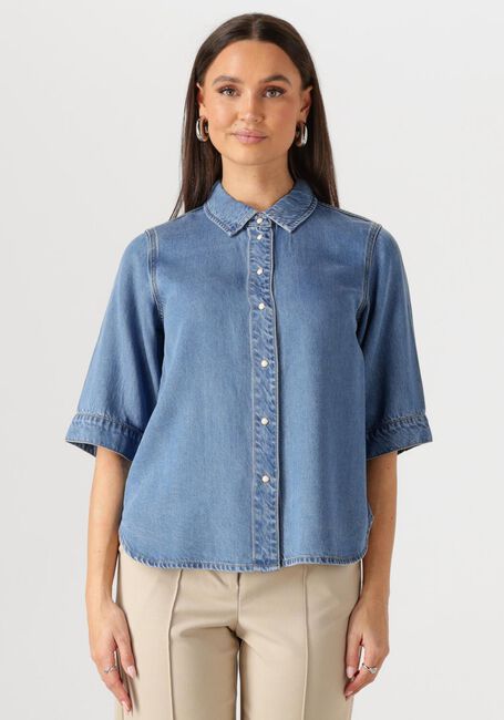 Blauwe OBJECT  OBJFRAME 2/4 RE DENIM TOP - large