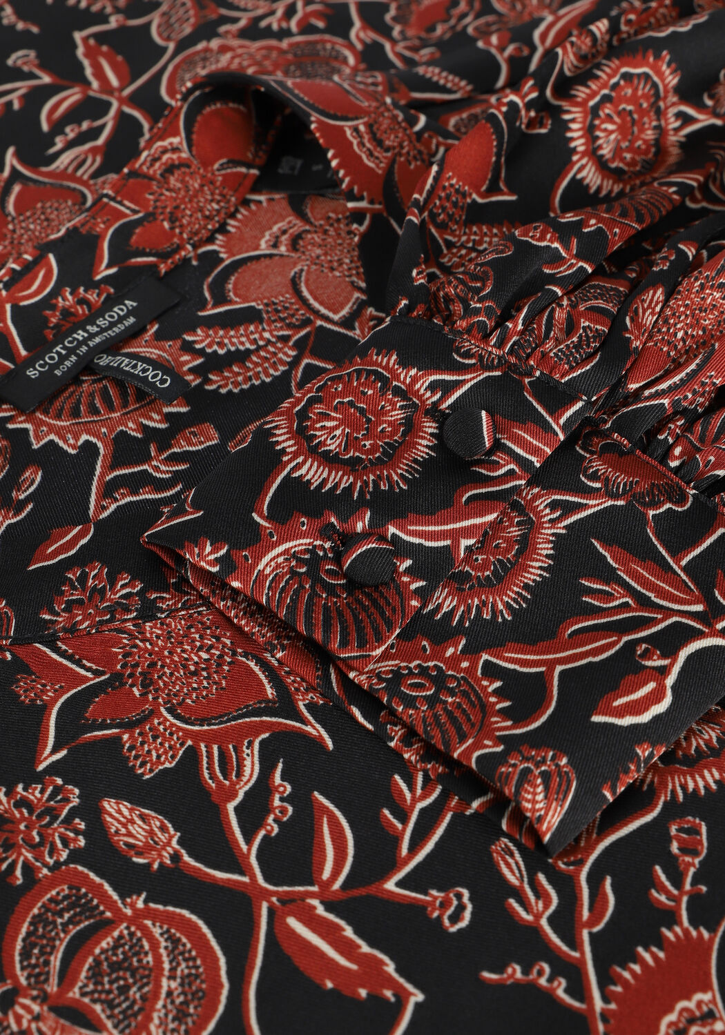 Rode SCOTCH & SODA Mini jurk PRINTED MINI DRESS WITH WAIST - large