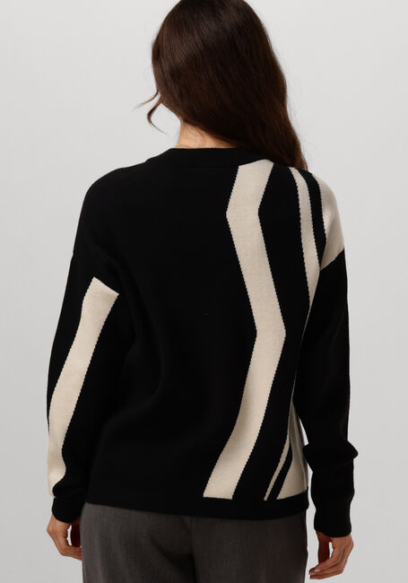 Zwarte OBJECT Trui OBJRAY LO L/S KNIT PULLOVER AOP - large