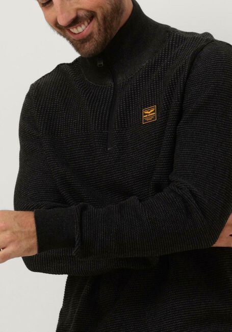 PME LEGEND Pull HALF ZIP COLLAR COTTON PLATED Gris foncé - large