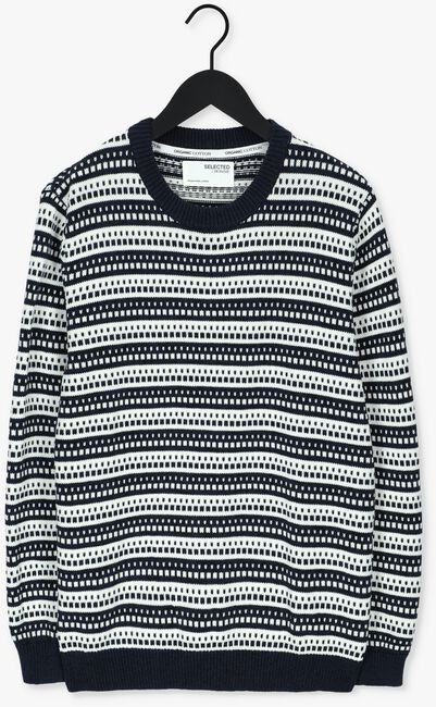 SELECTED HOMME Pull SLHALFIE LS KNIT CREW W CAMP Blanc - large