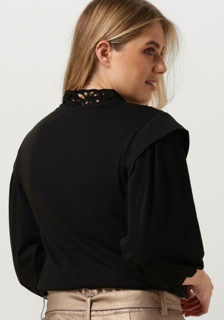 Zwarte SUMMUM Top JERSEY TOP 3/4 SLEEVE JERSEY AND EMBROIDERY MIC - large