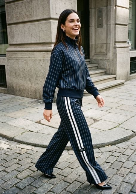 HAUTE L'AMITI&Eacute; PIN STRIPE ZIP SWEAT Pulls & Gilets Bleu fonc&eacute; - large