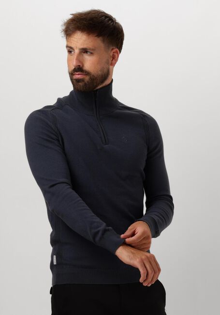 CAST IRON Pull HALF ZIP COLLAR ESSENTIAL COTTON STRETCH en bleu - large