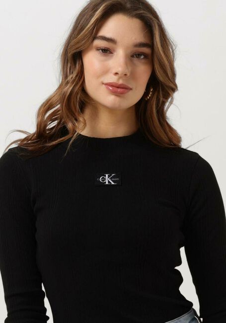 CALVIN KLEIN BADGE RIB LONG SLEEVE Hauts & T-shirts en noir - large