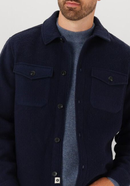 Donkerblauwe ANERKJENDT Overshirt AKOSCAR BOILED WOOL OVERSHIRT - large