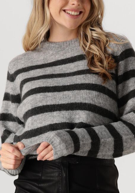 MOS MOSH Pull THORA STRIPE CREWNECK KNIT en gris - large