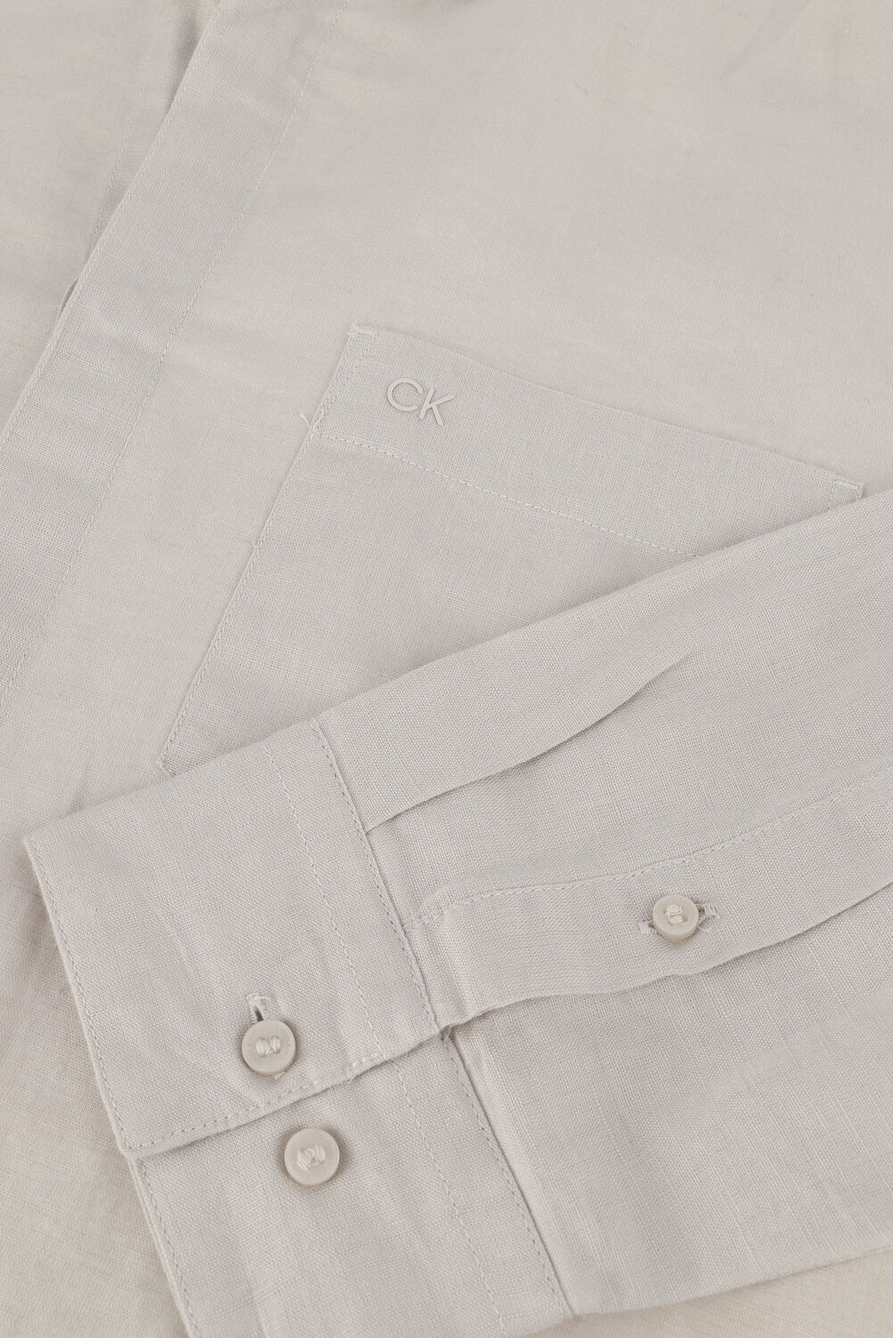CALVIN KLEIN Chemise d&eacute;contract&eacute; COTTON LINEN CHEST POCKET SHIRT en beige - large