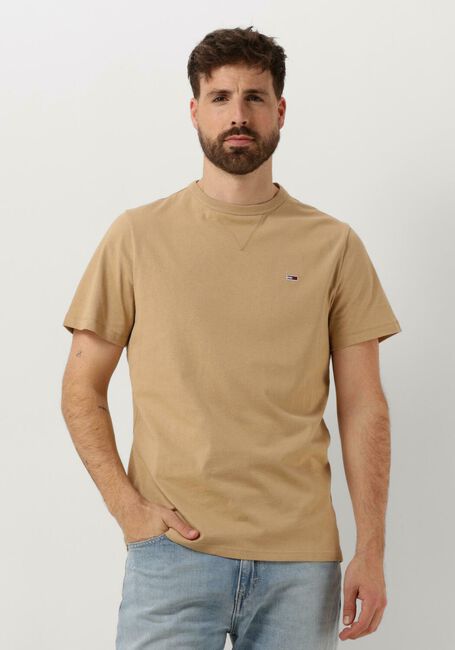 TOMMY JEANS T-shirt TJM SLIM RIB DETAIL TEE en beige - large