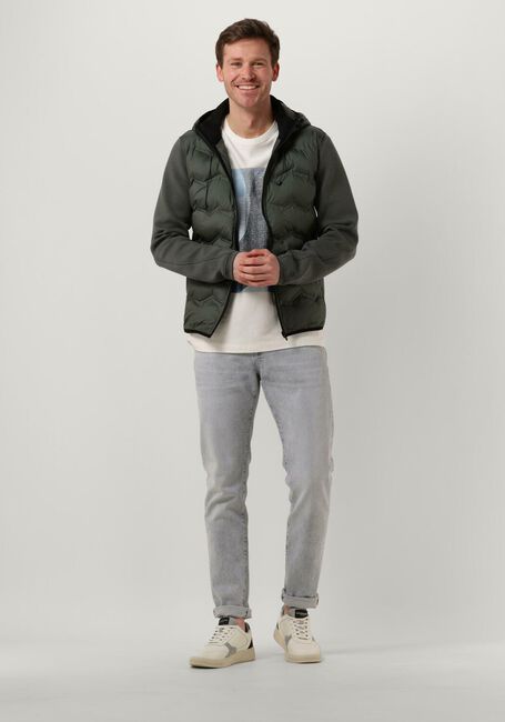 Groene CAST IRON Gewatteerde jas HOODED JACKET TECH JERSEY INTERLOCK - large