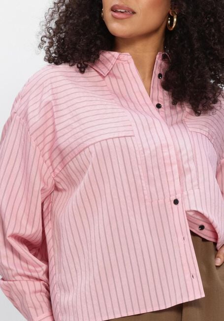 Roze ANOTHER LABEL  ALCHERREE FINE STRIPE SHIRT L/S - large