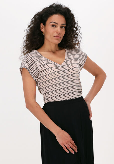 BY-BAR T-shirt MILA LINEN STRIPE en beige - large