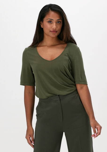Groene ANOTHER LABEL T-shirt MAGNOLIA V-NECK T-SHIRT S/S - large