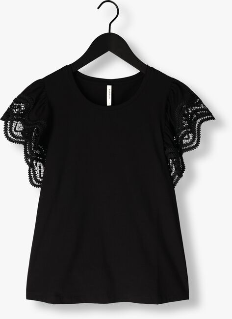 SUMMUM T-shirt JERSEY TOP TEE WITH LACE en noir - large