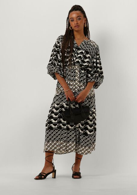 Zwarte NUKUS Midi jurk AMELIA DRESS GRAPHIC - large