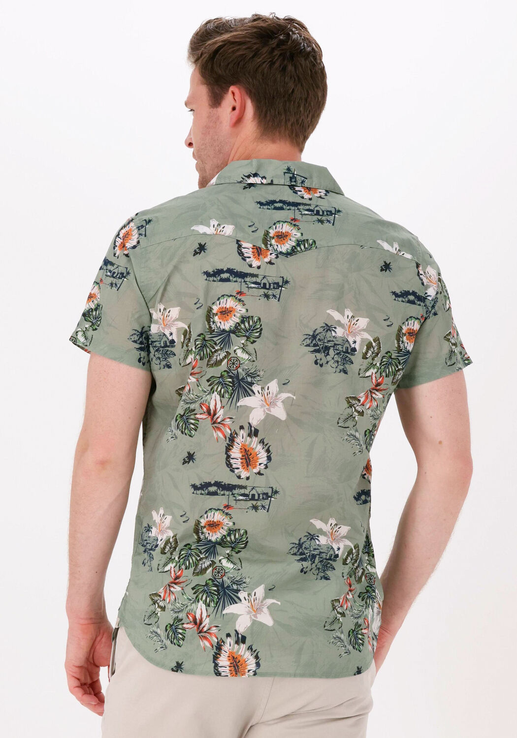 Groene DSTREZZED Casual overhemd RESORT SHIRT S S TROPICAL MIX