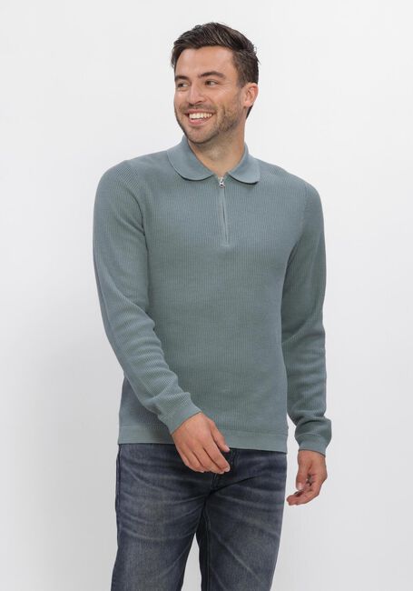 Blauwe DSTREZZED Trui DS_KOSTAS ZIP POLO - large