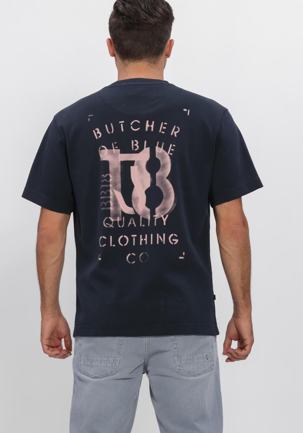 Donkerblauwe BUTCHER OF BLUE T-shirt MERCER LAYER LOOSE TEE - large