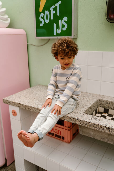 Ecru DAILY7 T-shirt T-SHIRT LS BIG STRIPE - large