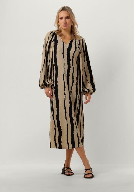 MODSTRÖM Robe midi HARLANDMD PRINT DRESS en beige - large