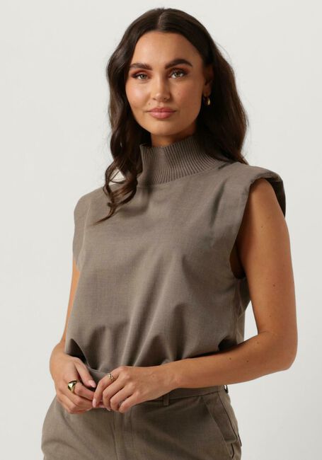 CO'COUTURE Spencer VIDACC RIB TURTLENECK VEST en taupe - large
