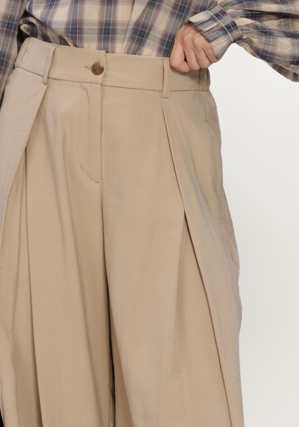 Beige SUMMUM Wijde broek TROUSERS VISCOSE TWILL - large