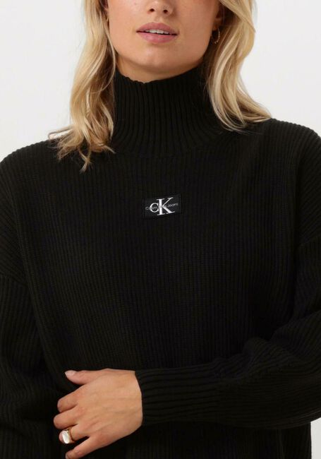 CALVIN KLEIN Mini robe WOVEN LABEL LOOSE SWEATER DRESS en noir - large