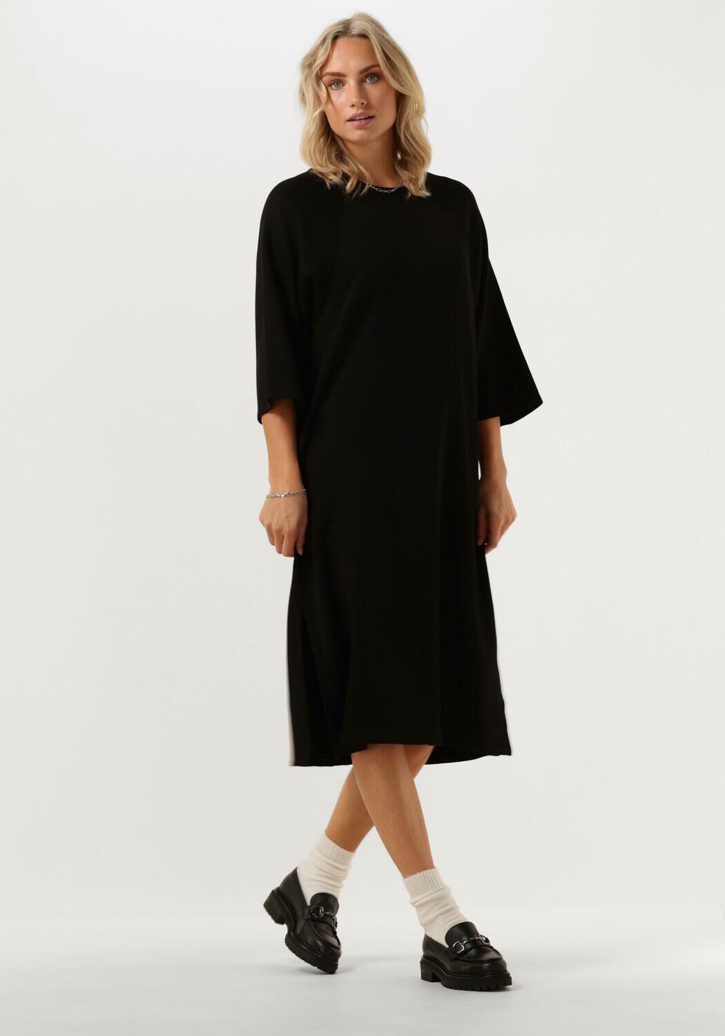 Zwarte MSCH COPENHAGEN Midi jurk MSCHPETUA LMA Q 3 4 SWEAT DRESS Omoda