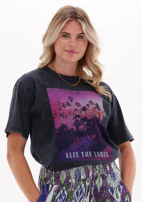 ALIX THE LABEL T-shirt LADIES KNITTED PALMTREE T-SHIRT Anthracite - large