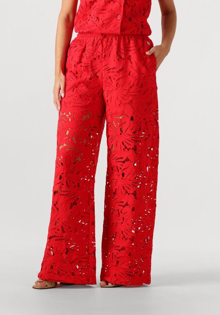 POM AMSTERDAM Pantalon large PANTS LACE BLOOM RED en rouge - large
