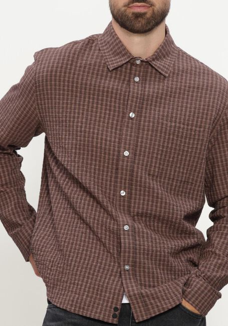 Bruine RESTER&Ouml;DS Casual overhemd RTKAI CHECKED SHIRT - large