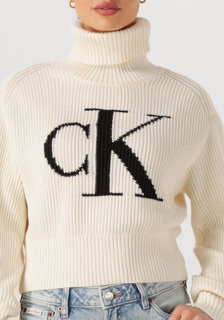 Gebroken wit CALVIN KLEIN Coltrui BLOWN UP CK LOOSE SWEATER CONTRA - large