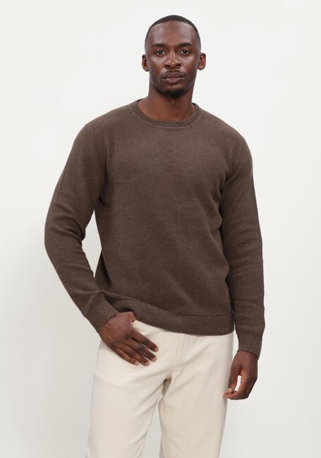 SELECTED MEN Pull SLHROSS LS KNIT STRUCTURE CREW NECK NOOS en marron - large