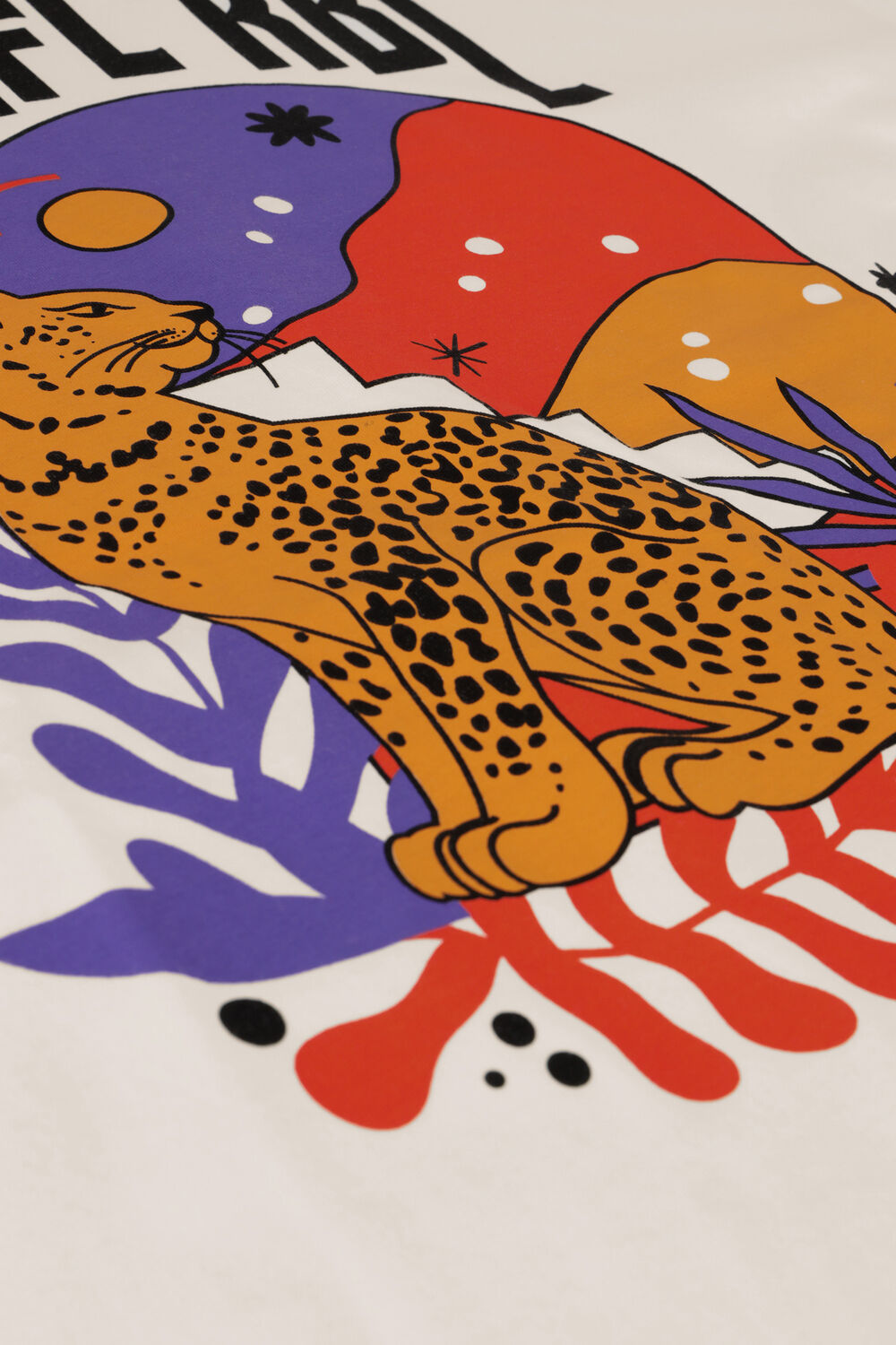 Gebroken wit COLOURFUL REBEL T-shirt PANTHER MOON LOOSEFIT TEE - large