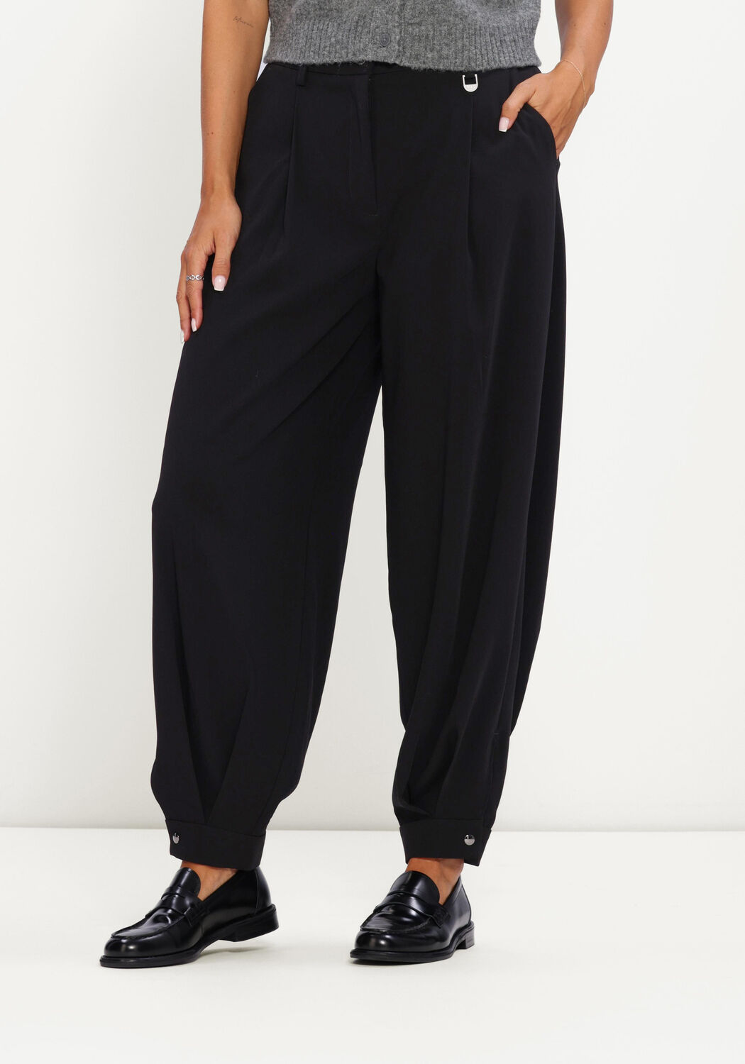Zwarte MAC Wijde broek 0231 FLOATING CREPE - large