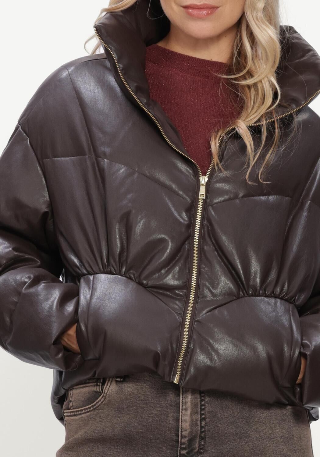 Bruine NUKUS Gewatteerde jas ANGELINA JACKET - large
