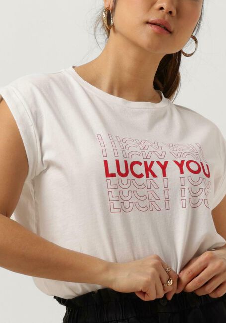 Witte BY-BAR T-shirt THELMA LUCKY YOU TOP - large