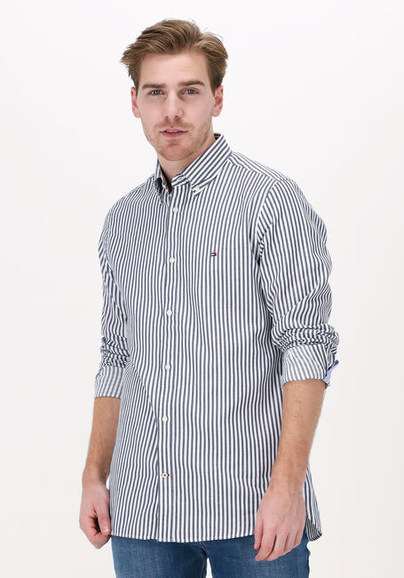Donkerblauwe TOMMY HILFIGER Casual overhemd CLASSIC DOBBY STRIPE SF SHIRT - large