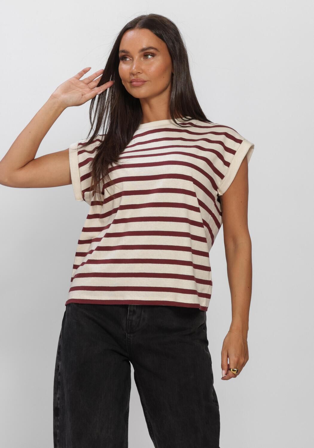 Ecru BY-BAR Top TOBI STRIPE TOP - large