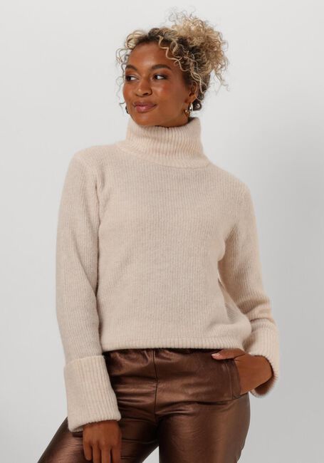 SELECTED FEMME Pull SLFSIA RAS LS KNIT HIGH NECK en beige - large